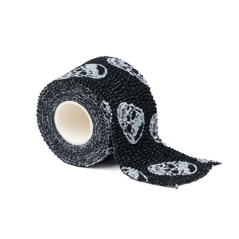 Gymreapers Hook Grip Weightlifting Tape (3 Pack) Black - 2” Sweat-Proof Skull Tape for Thumb Protection