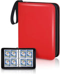 Skiennix Trading Card Binder - 400 Pockets for Pokémon Cards | Zipper Closure & 50 Sleeves, Red
