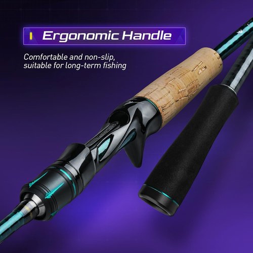 HANDING Magic L Bass Fishing Rod - 2-Piece Versatile Spinning & Casting Rod with Fuji Guide Rings, 30T Carbon Fiber