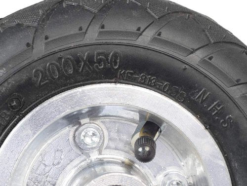 AlveyTech Front Wheel Assembly - Fits Razor Crazy Cart with Drift Bar (Versions 5 and up) Replacement 200x50 Rubber Tire, Inner Tube, Chain Sprocket, Axle, and Rim Parts for Kids Electric Carts