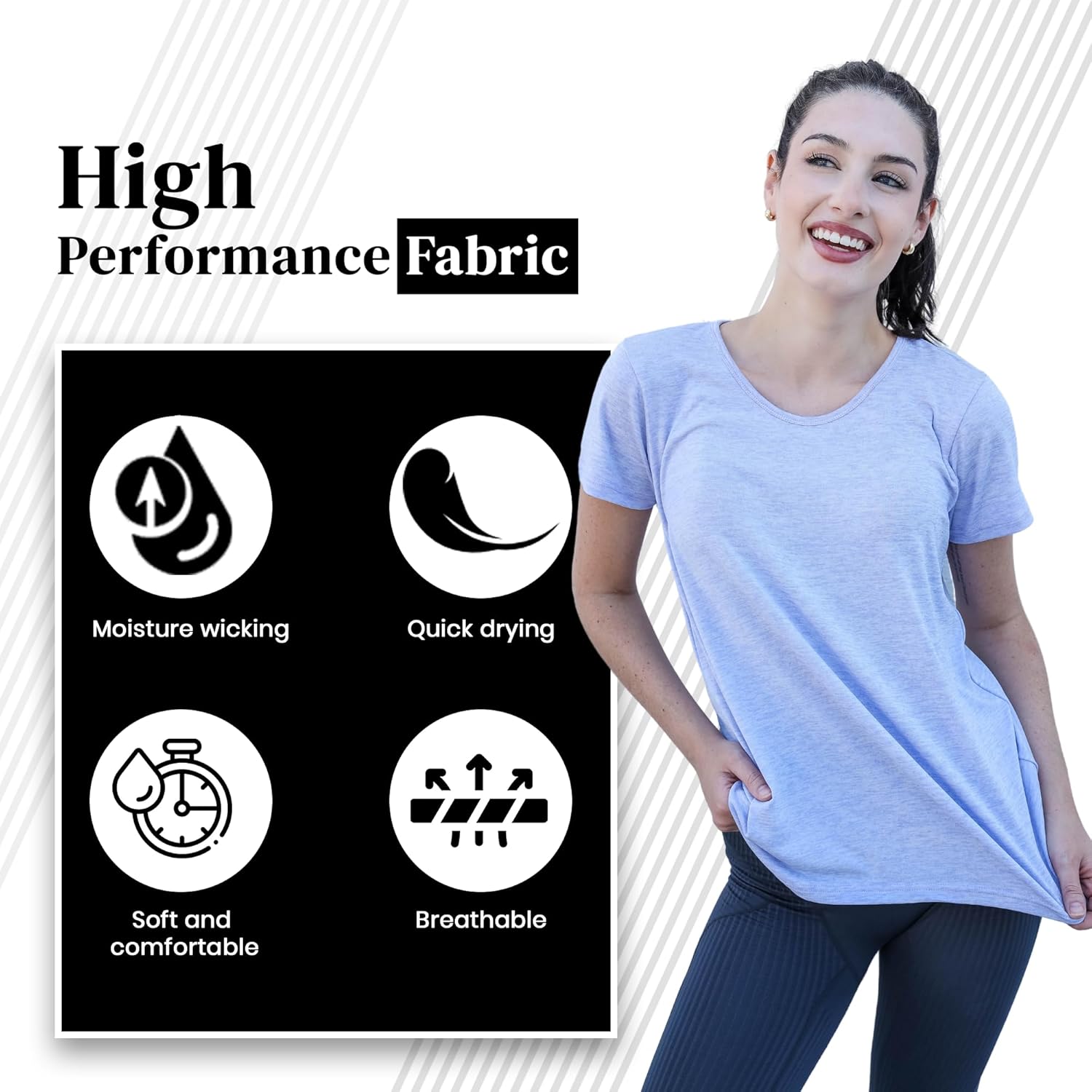 Skiennix Women's Dry-Fit Crewneck T-Shirts - Moisture-Wicking Activewear for Yoga & Gym | 5 Pack