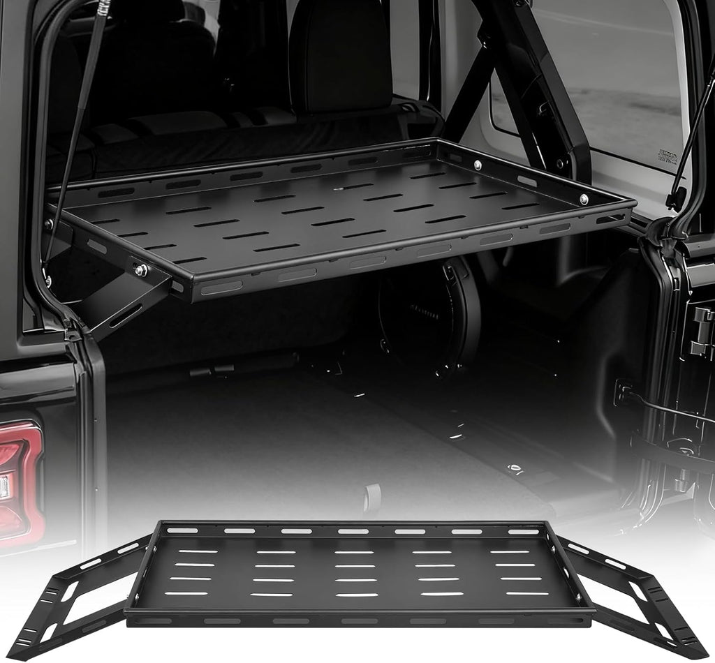 VEVOR Rear Trunk Cargo Rack - 300 lbs Capacity Carbon Steel Tray for 2007-2024 Jeep Wrangler JK 4 Door