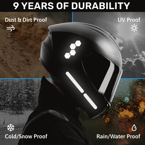 Elos 3M Reflective Black Stickers - Reflective Helmet Tape, Motorcycle Reflective Tape, Hi Viz Stickers for Helmets - Discreet Black Until Light Hits It (Regular Style, 2, Count)