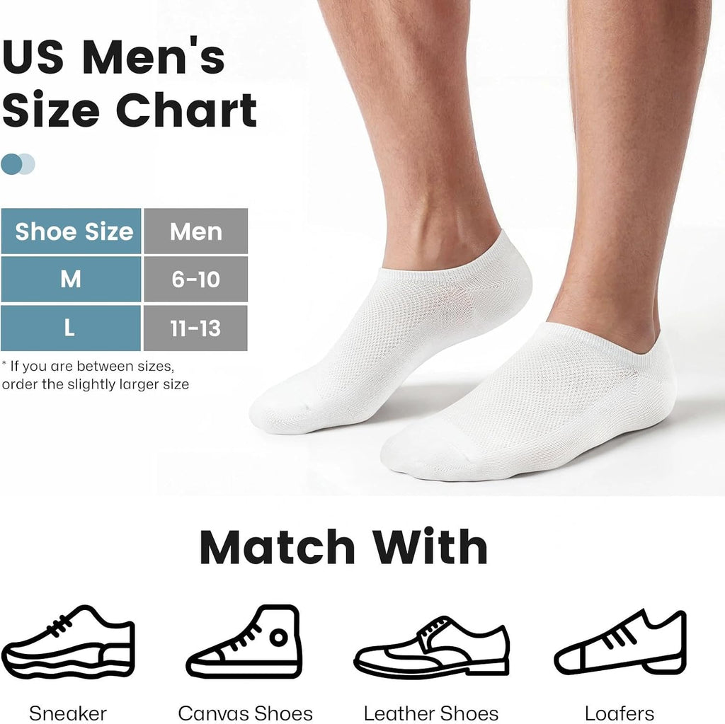 Wernies No Show Socks for Men - Low Cut Ankle Cotton Socks with Non-Slip Grips | Sizes 6-10 & 11-13