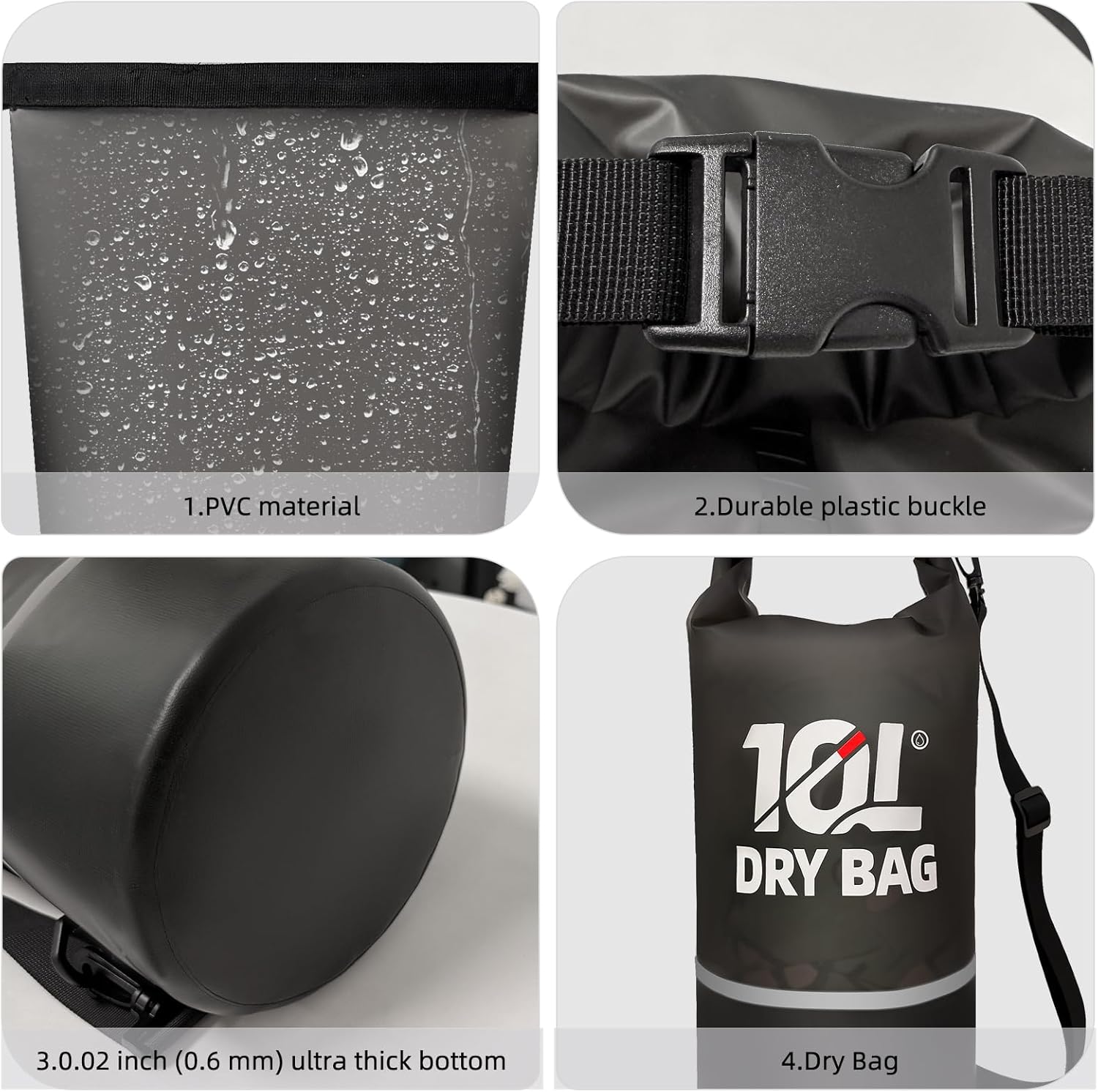 Skiennix Waterproof Dry Bag - 10L Lightweight Roll Top Backpack with Reflective Design & Phone Pouch