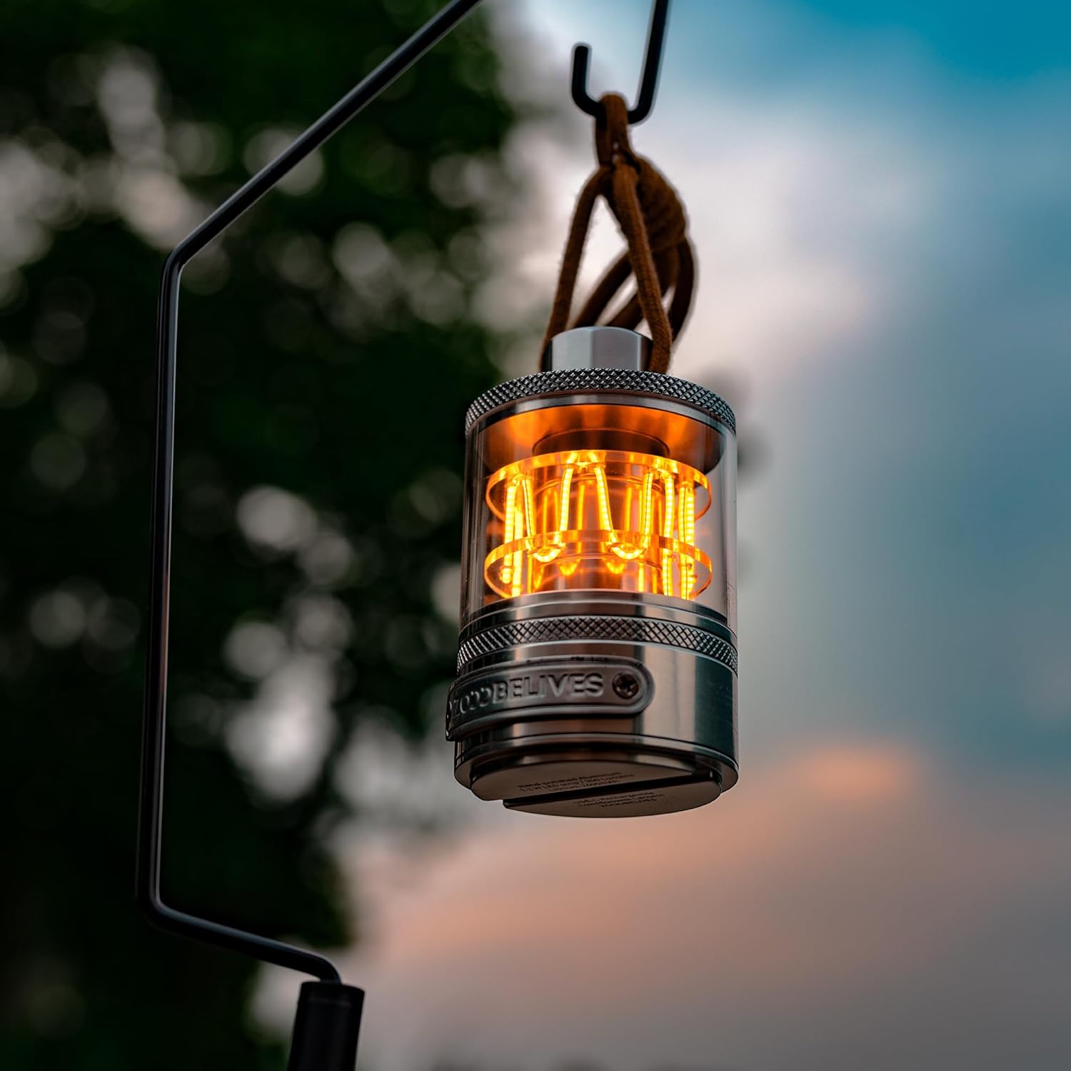 ZOOOBELIVES Vintage Aluminum Camping Lantern - Dimmable Warm Glow, USB-C 72H Runtime, IPX4 Waterproof for Hiking & Glamping