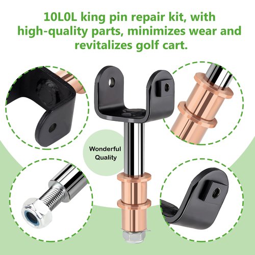 10L0L Front End King Pin Repair Kit for Club Car Precedent 2004 & up Golf Cart, Replace OEM 102287201, 103638601, 102288201, 102288401