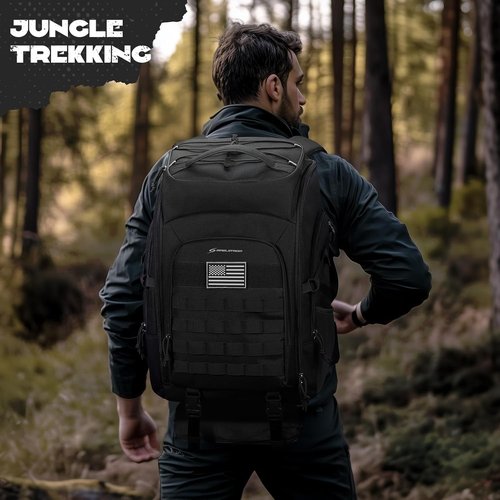 Maelstrom Tactical Backpack - Water Resistant 40L Military Backpack for Hiking & Camping | Black