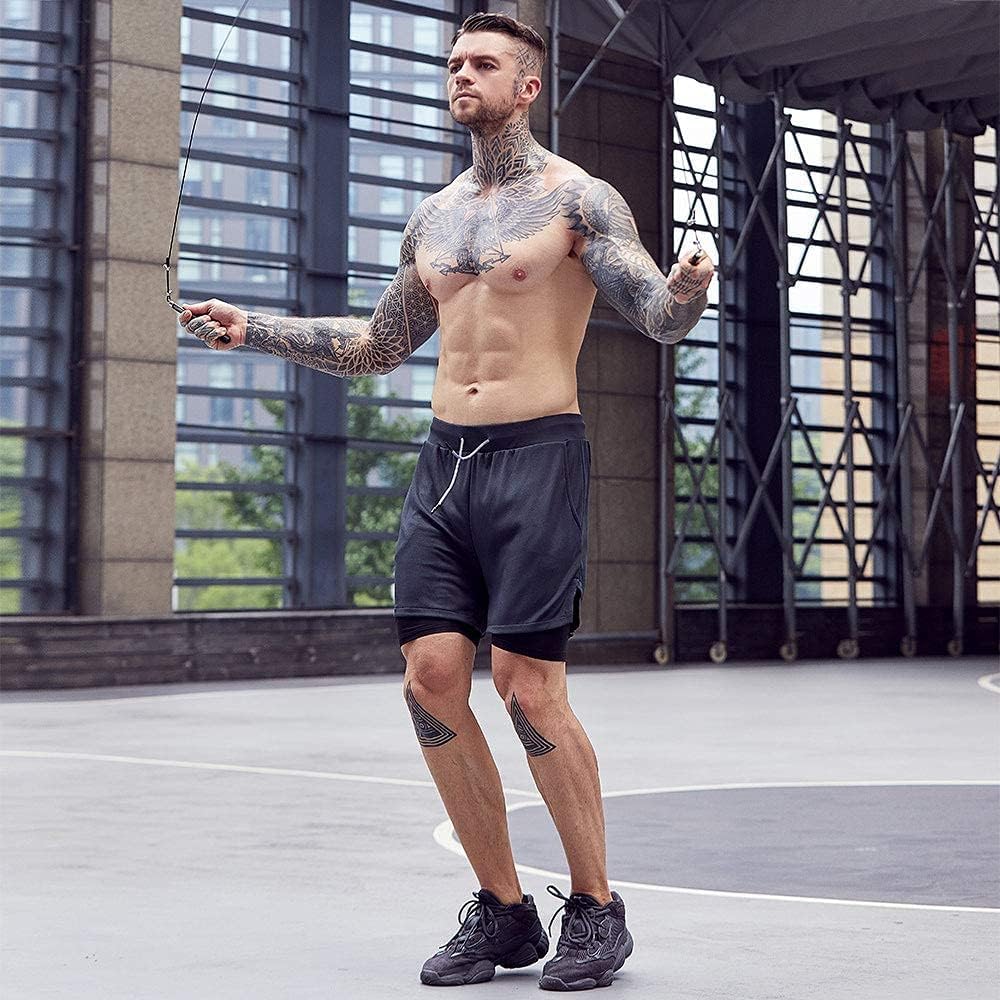 OEBLD Men's 2-in-1 Athletic Shorts - Comfortable Gym & Running Wear | 7'' with Towel Loop