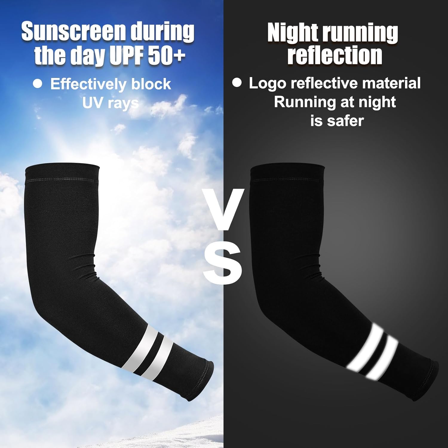 SATINIOR UV Sun Protection Arm Sleeves - Reflective Cooling Compression for Men & Women | 6 Pairs