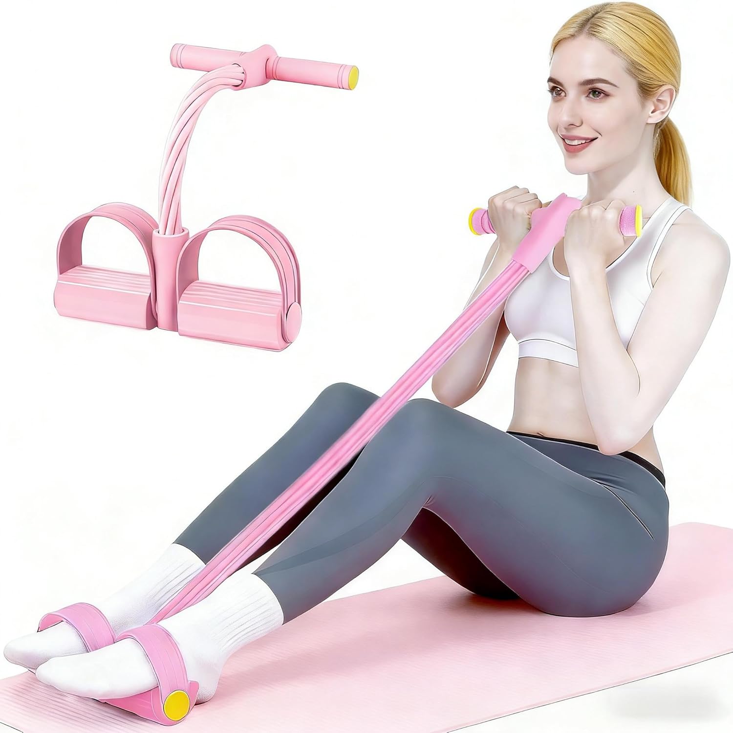 Skiennix Pedal Resistance Bands - Upgrade 6-Tube Manual Tension Training | Lightweight Natural Rubber for Yoga & Pilates