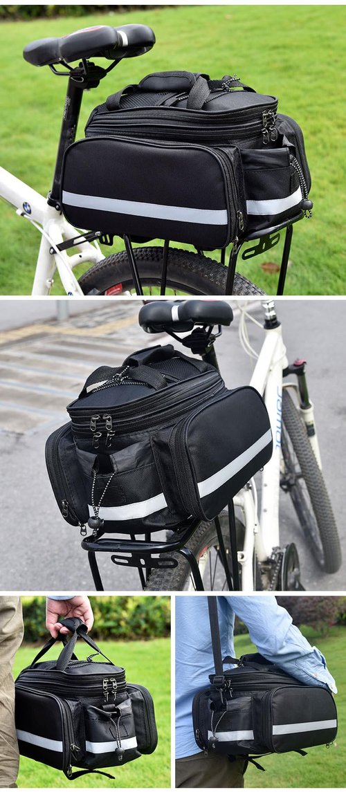 THE LIMIT Large Capacity Bicycle Pannier Bag, Rear Rack Bag, Saddle Bag, Cycling Gear, Detachable, Expandable, Waterproof, 27L, Scratch-Resistant, Includes Rain Cover (Red)
