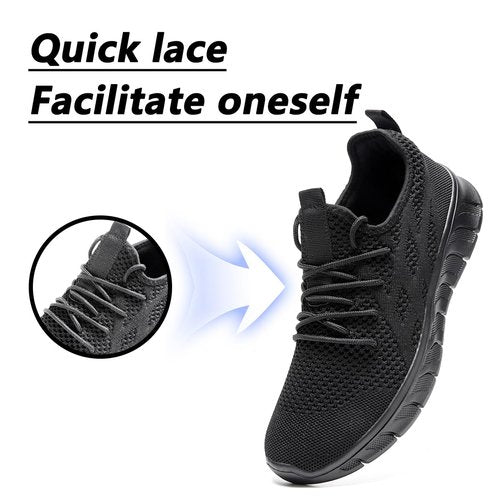 DLWKIPV Men's Running Shoes for Road & Gym – Lightweight Walking Sneakers with Breathable Mesh and All-Day Comfort Black US 12