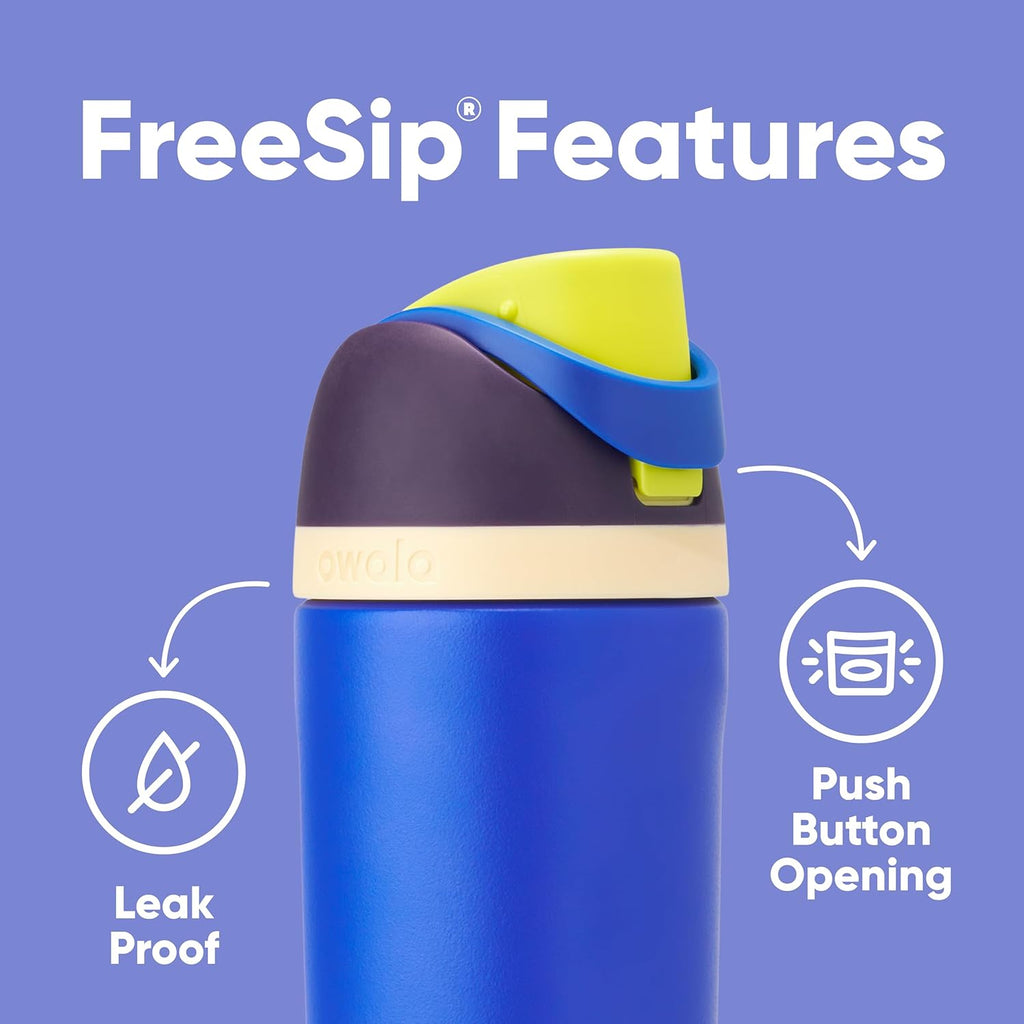 Owala Kids FreeSip Insulated Stainless Steel Water Bottle - BPA-Free, 16 oz, Celestial Sphere for Sports & Travel