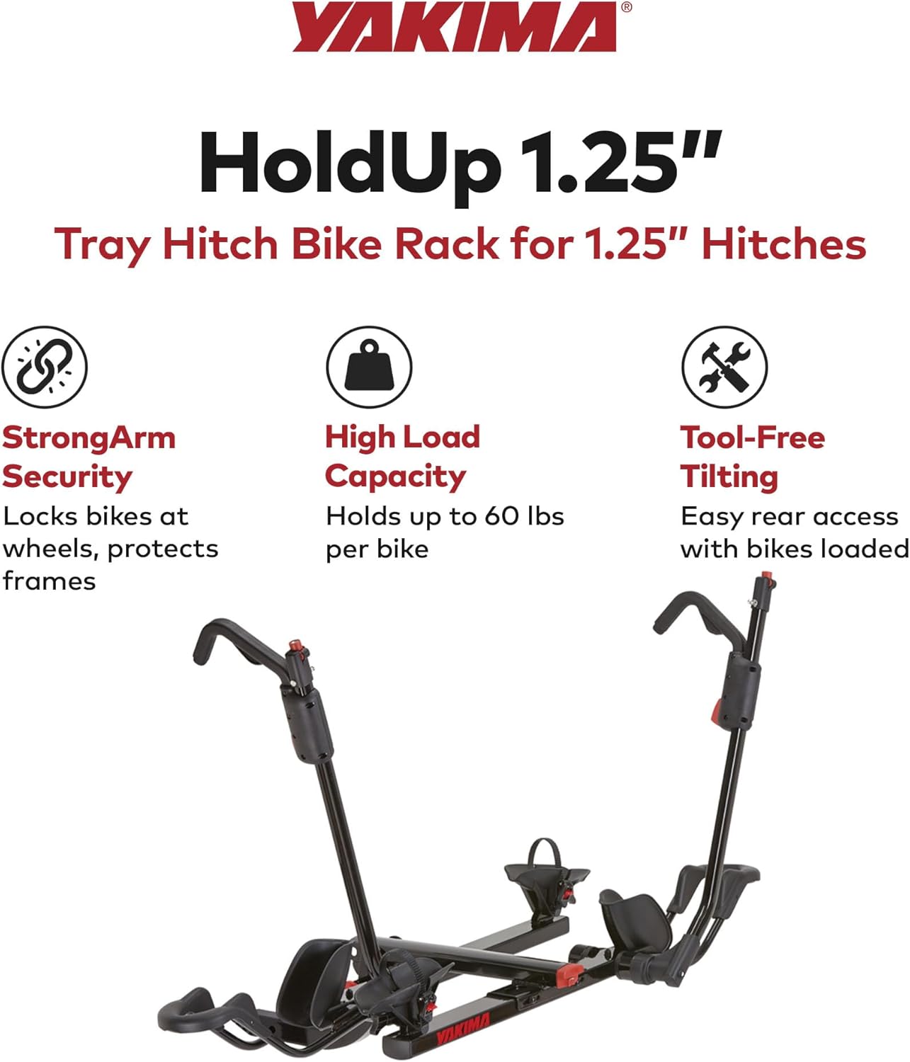 YAKIMA HoldUp Hitch Mount Bike Rack - Durable, Adjustable Design for 2 Bikes | Easy Installation