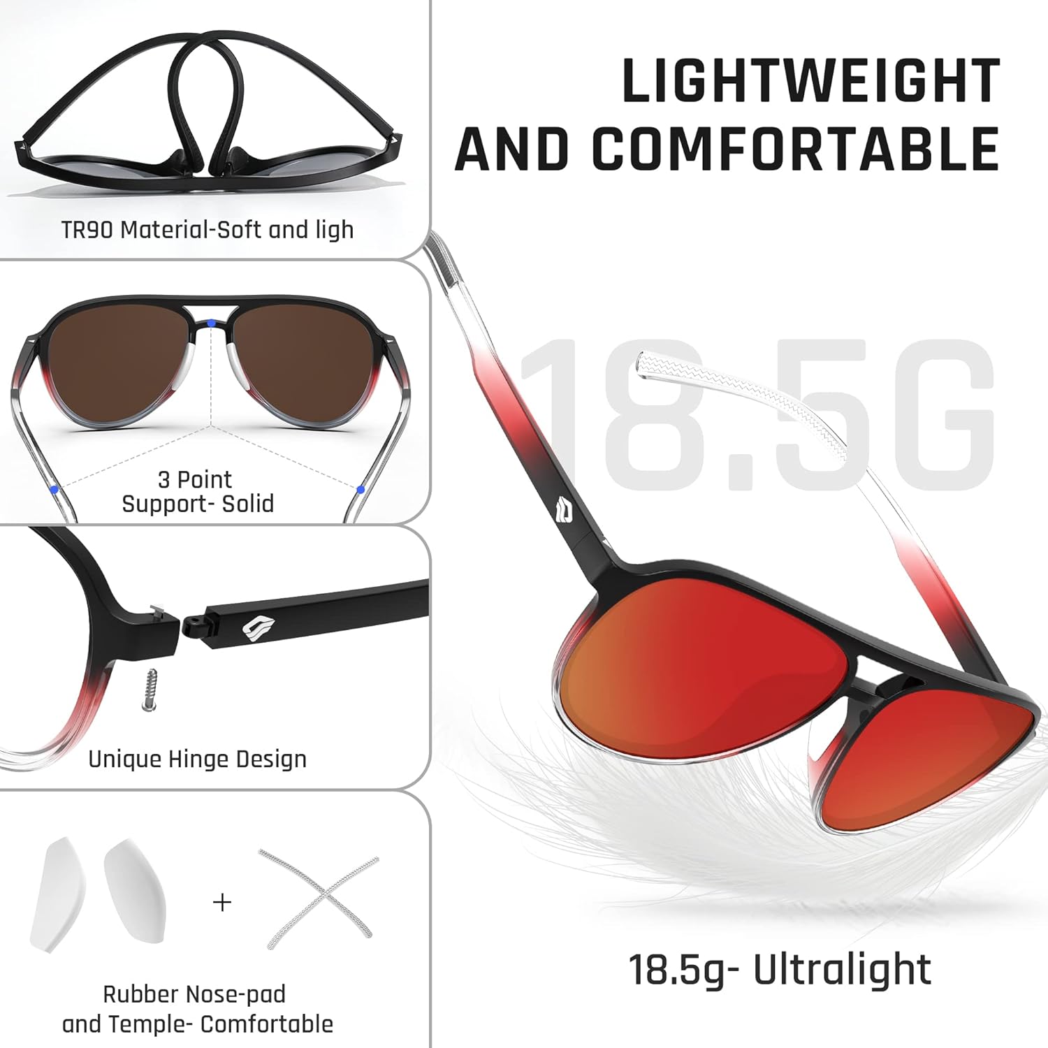 Skiennix Aviator Sunglasses - Polarized Sports Glasses for Men & Women | Ideal for Fishing, Boating, Golf