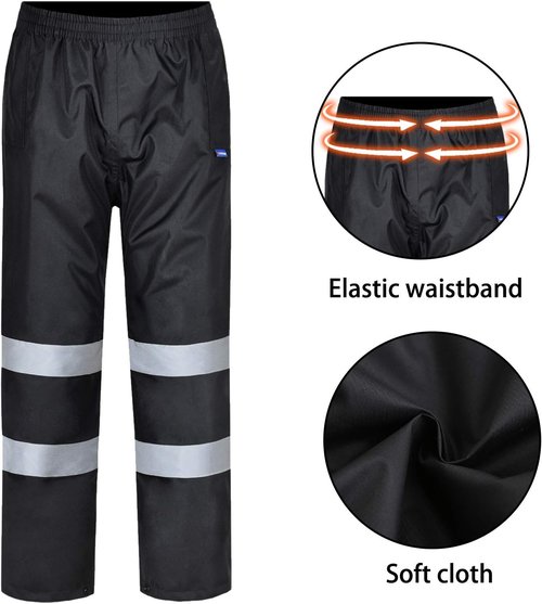 AYKRM Waterproof Reflective Safety Rain Pants - High Visibility for Fishing, Cycling & Hiking