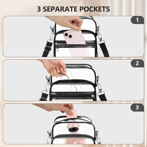 Blvornl Clear Crossbody Bag - Adjustable Shoulder Strap, Stadium Approved PVC Messenger Bag