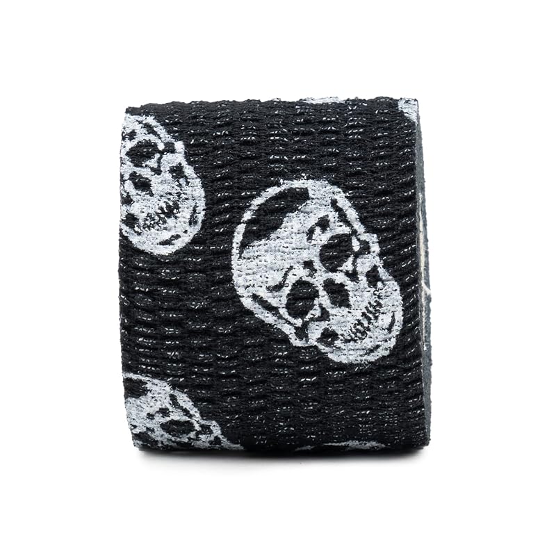 Gymreapers Hook Grip Weightlifting Tape (3 Pack) Black - 2” Sweat-Proof Skull Tape for Thumb Protection