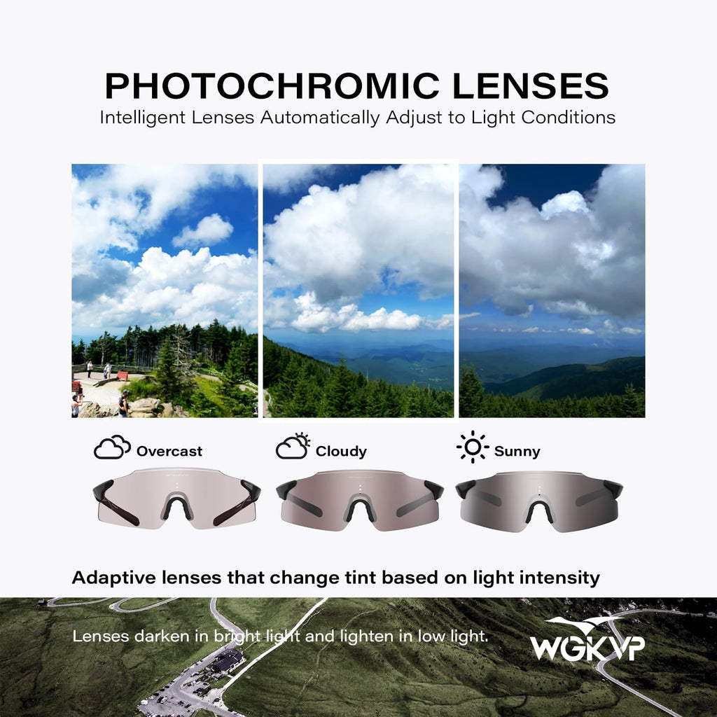 Skiennix Photochromic Running Glasses - UV400 Protection | Lightweight Wraparound Design for Men & Women