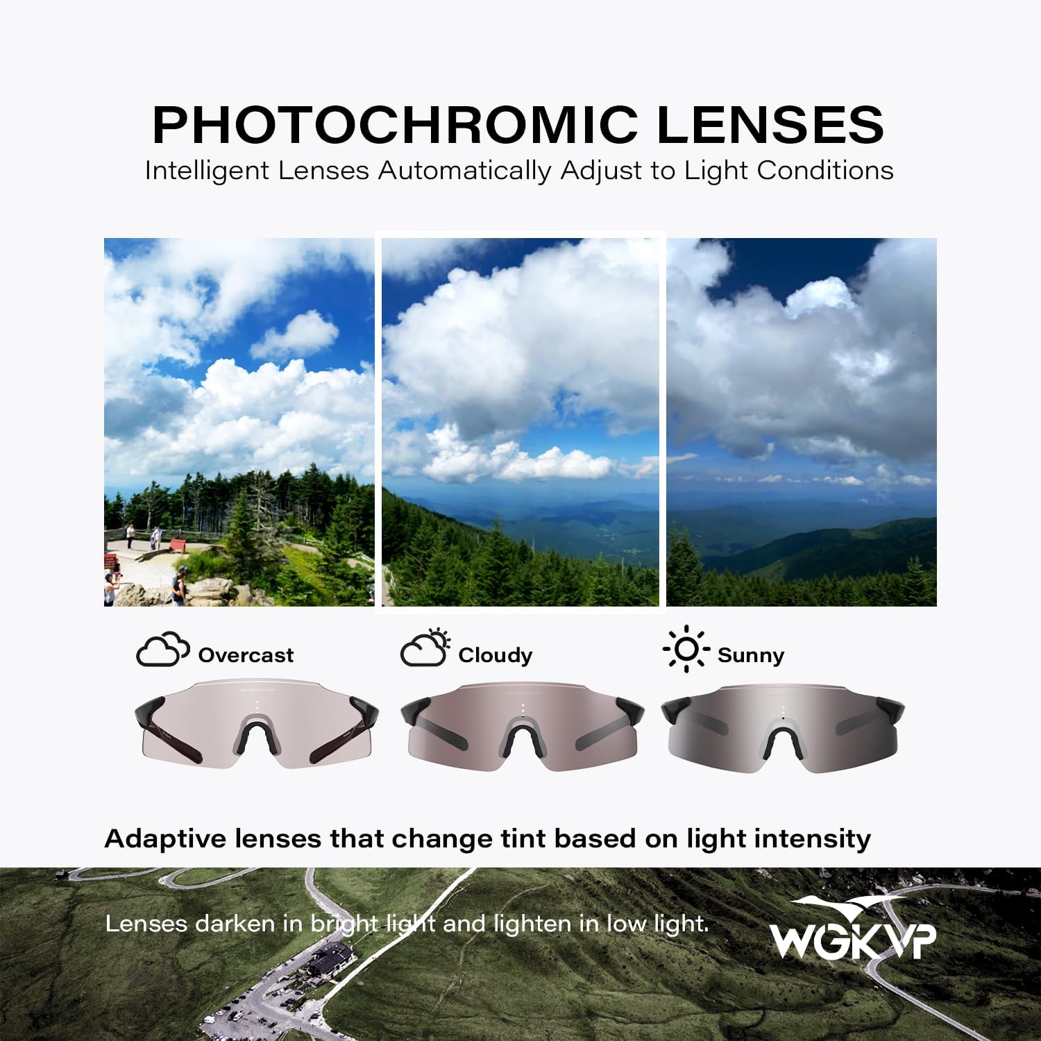 Skiennix Photochromic Running Glasses - UV400 Protection | Lightweight Wraparound Design for Men & Women