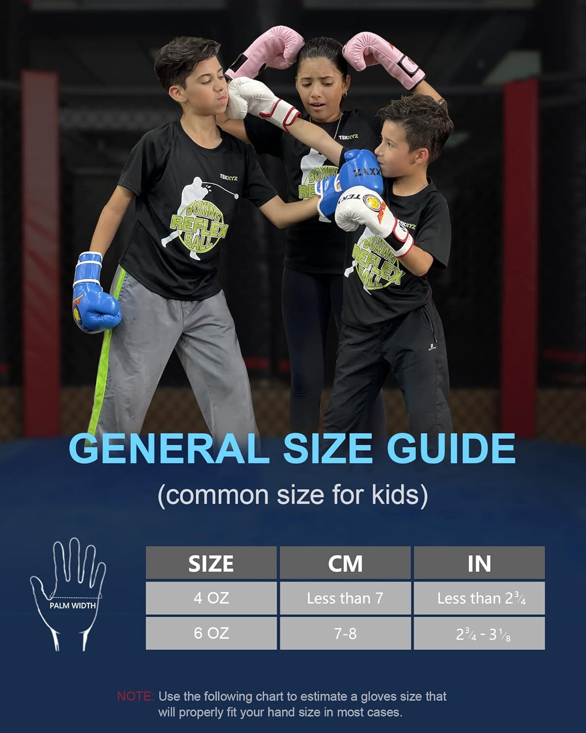 TEKXYZ Boxing Gloves for Kids - Vivid Color Synthetic Leather Training Gloves | Ages 3-12
