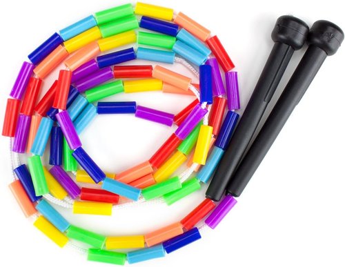 K-Roo Sports Rainbow Jump Rope - 7-Foot Length with Plastic Beaded Segmentation for Fun Workouts