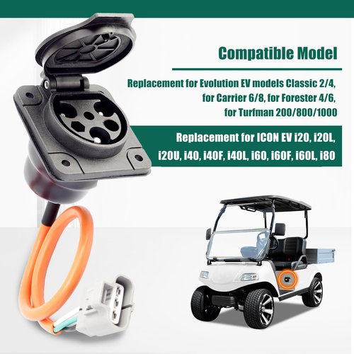 YUXIVCNE ST-031016-PZ Electric Golf Cart Charger Receptacles Head Replacement for Evolution for Powersports for Advanced EV for Aetric and More Cart Charger Port for 3 Pin Charge Cable 30A 110V-220V