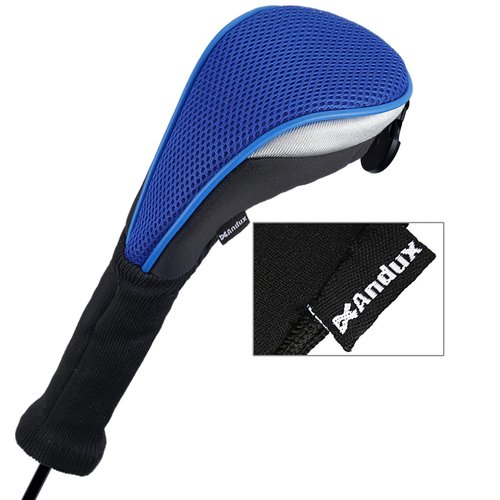 Andux 3pcs/Pack Long Neck Golf Hybrid Club Head Covers Dial No. Tag CTMT-02 Blue