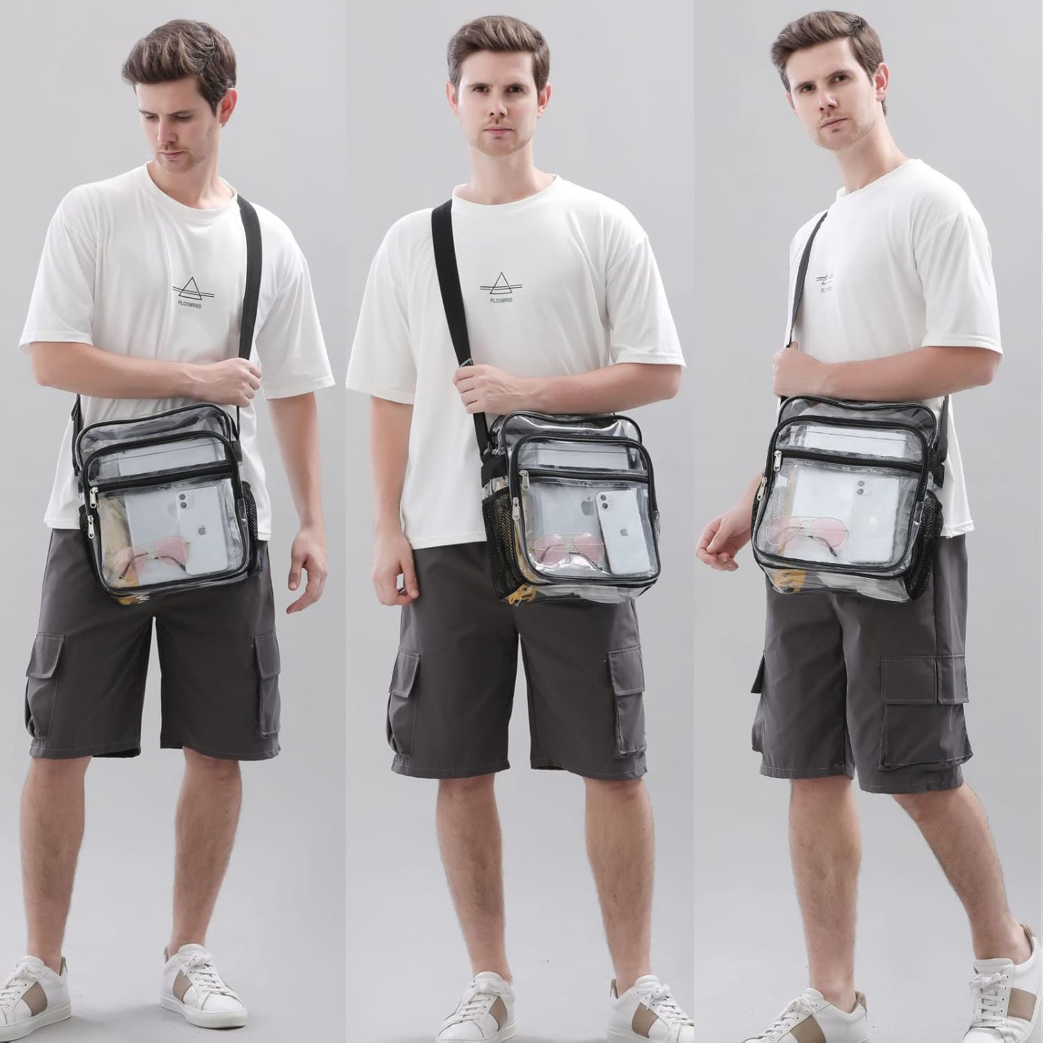 Skiennix Clear Bag - Stadium Approved Crossbody Messenger Shoulder Bag with Adjustable Strap | Perfect for Concerts & Sports Events