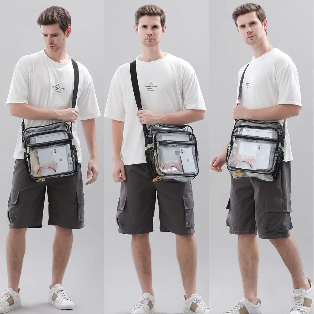 Skiennix Clear Bag - Stadium Approved Crossbody Messenger Shoulder Bag with Adjustable Strap | Ideal for Concerts & Sports Events