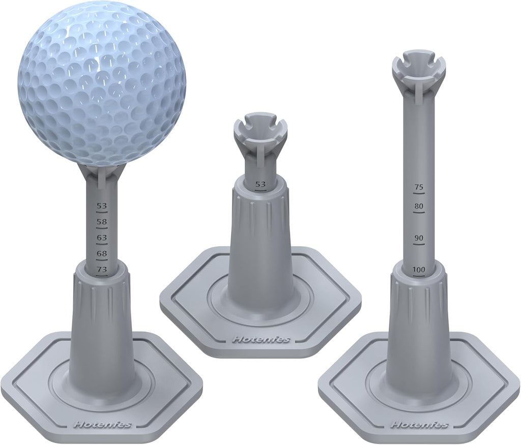 Skiennix Adjustable Golf Tees - Rubber Driving Range Simulator Tees for Indoor & Outdoor Practice | 3.9" & 2.8" (2 Pack Gray + 2 High Struts)