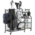 WALMANN Garage Golf Bag Storage Organizer Stand, Extra Large Golf Bag Stand with Golf Accessories Storage Shelves Rolling Golf Bags Organizer