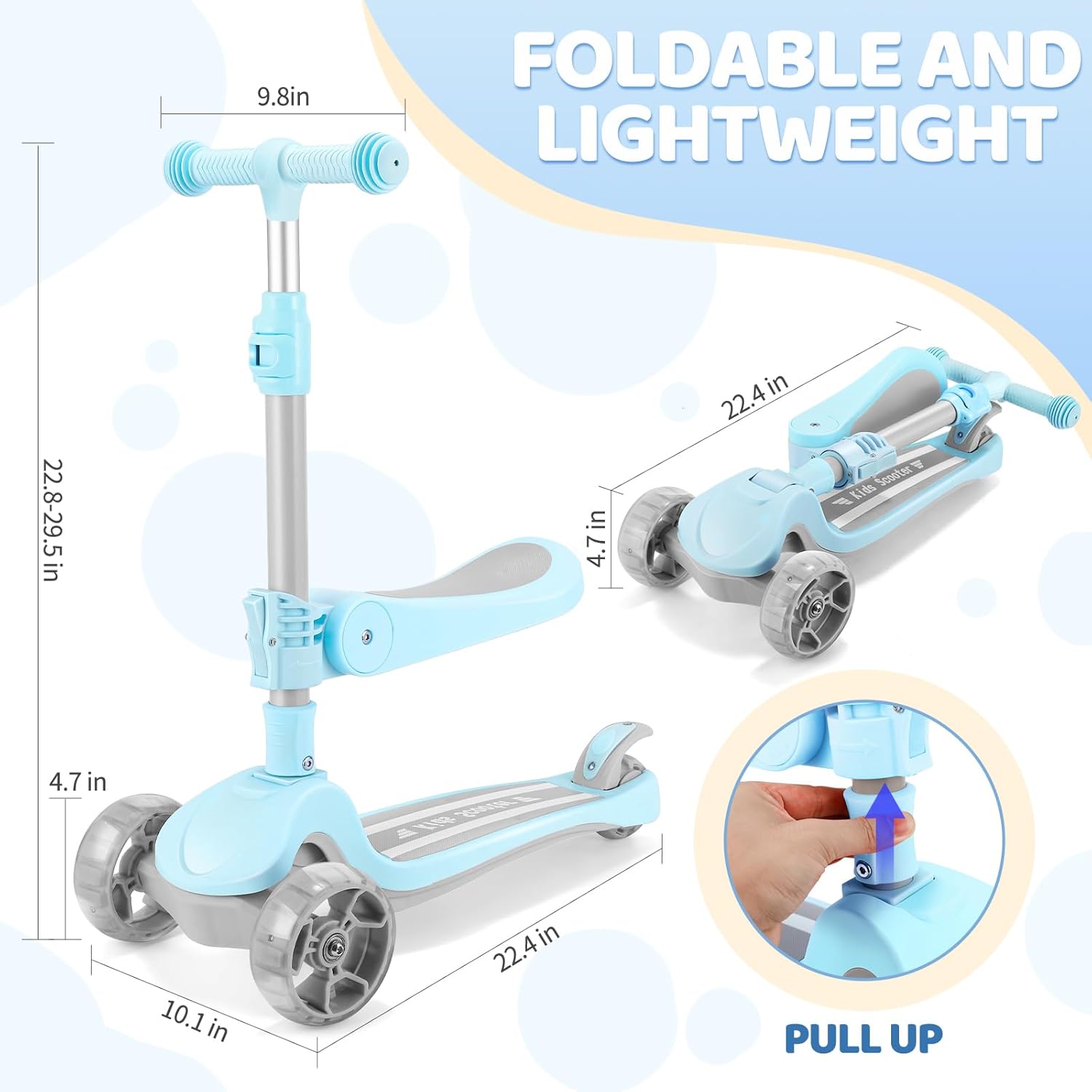 Skiennix Kids Scooter - 2-in-1 Kick Scooter with LED Light-Up Wheels | Adjustable Heights for Ages 2-8