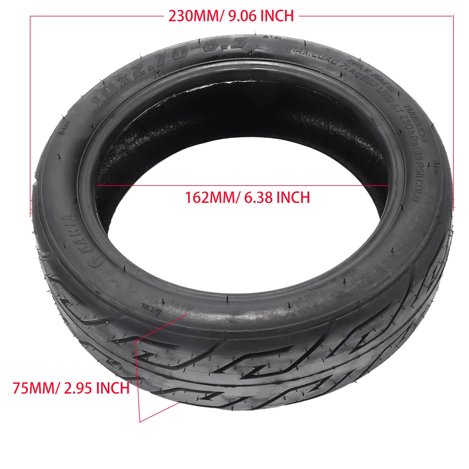 Relibupdater 10x2.70-6.5 Tubeless Tire, Vacuum Tyres for 10 Inch Scooter Wheel, 70/65-6.5 Electric Scooter Tires Wear-Resistant Thickened Balance Scooter Wheels Replacement parts