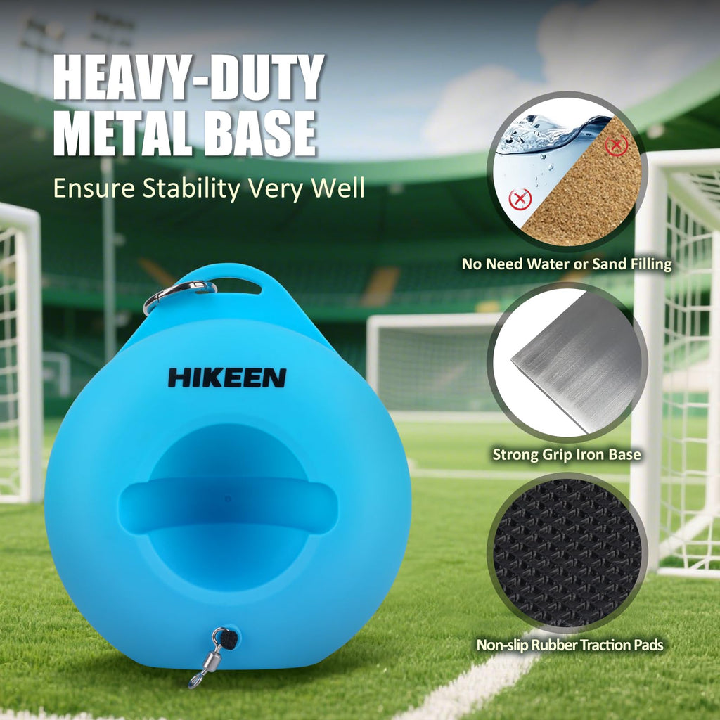 Hikeen Soccer Training Set with Metal Base Portable Solo Trainer Equipment with Rebound Ball-Popular Soccer Gift,Socce Skills Practice Aid for Outdoors Indoor Blue