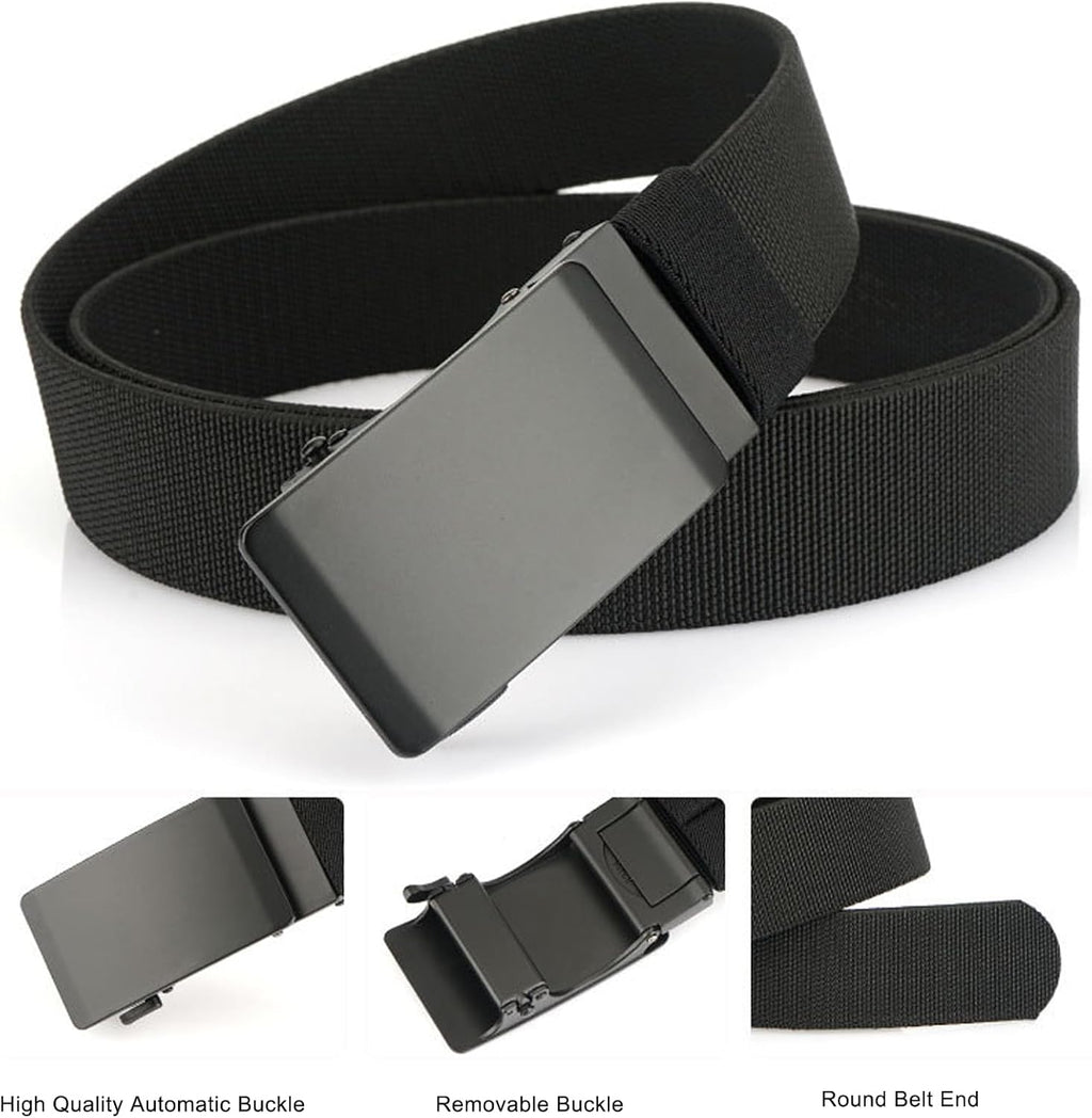 Skiennix Men's Elastic Nylon Ratchet Belt - Stretch Webbing for Jeans & Golf | 1.34" Wide