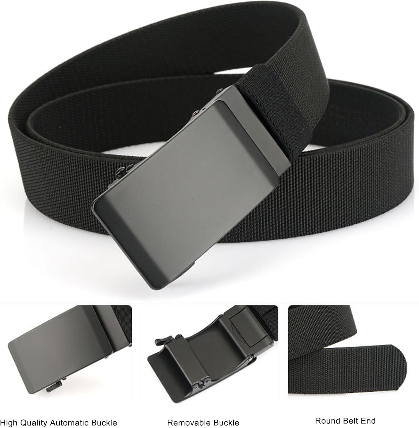 Skiennix Men's Elastic Nylon Ratchet Belt - Stretch Webbing for Jeans & Golf | 1.34" Wide