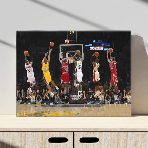 Basketball Legends Canvas Wall Art - Iconic Sports Stars Motivational Decor | Framed 11x14 Inch