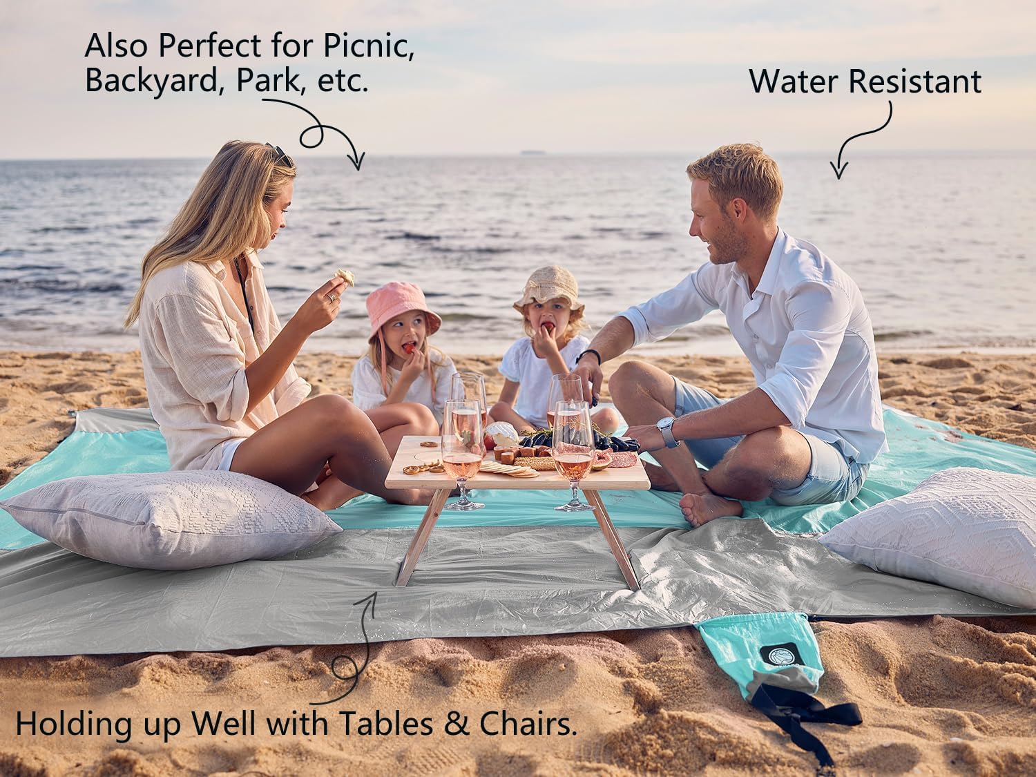 WEKAPO Beach Blanket - Extra Large Sandproof & Waterproof Mat | Quick Drying for Vacation & Camping