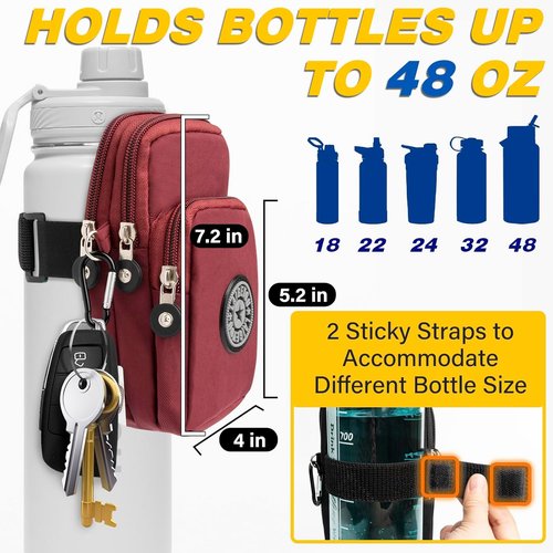 Gym Water Caddy - Phone Holder & Water Bottle Sleeve Bag with Pocket for Cards & Keys