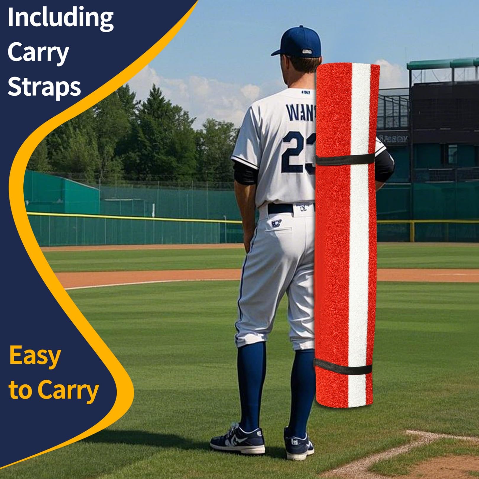 Qryovsa Thickened Baseball Hitting Mat 10ft x 5ft Home Plate Batters Box Turf Mat,0.4in Thick Waterproof Indoor/Outdoor Batting Cage Mat for Softball Pitching Mound, with Portable Carry Bag
