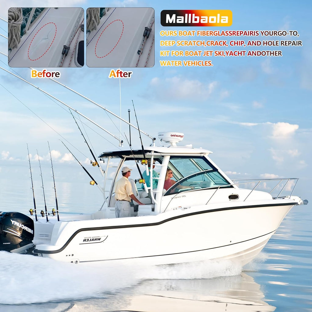 Skiennix Marine Fiberglass Repair Kit - Gel Coat & Epoxy Filler for Boats | Fix Holes, Chips, Cracks