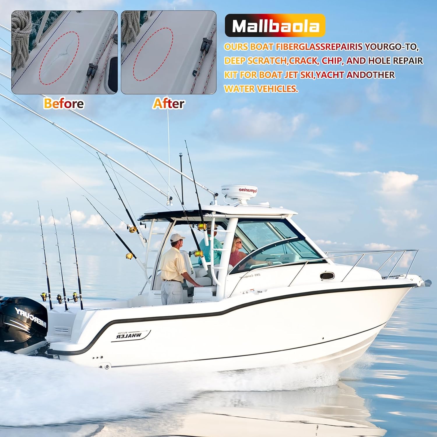 Skiennix Marine Fiberglass Repair Kit - Gel Coat & Epoxy Filler for Boats | Fix Holes, Chips, Cracks