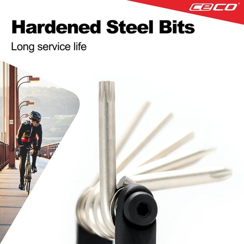 CECO USA 10 Function Bike Tool, Bicycle Multi Tool, Heavy Duty, Compact Pocket Sized, Lightweight, High Strength CR-V 6150 Tool Steel, Easy To Carry, Case Pouch Included, Original