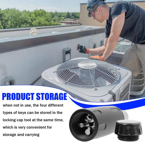 Multi Shield Locking Caps Multi-Key Tool, Locking Cap key of 410A and R22 Refrigerants, Suitable for J/B Sheild, Rectorseal, Novent, C&D Locking Caps