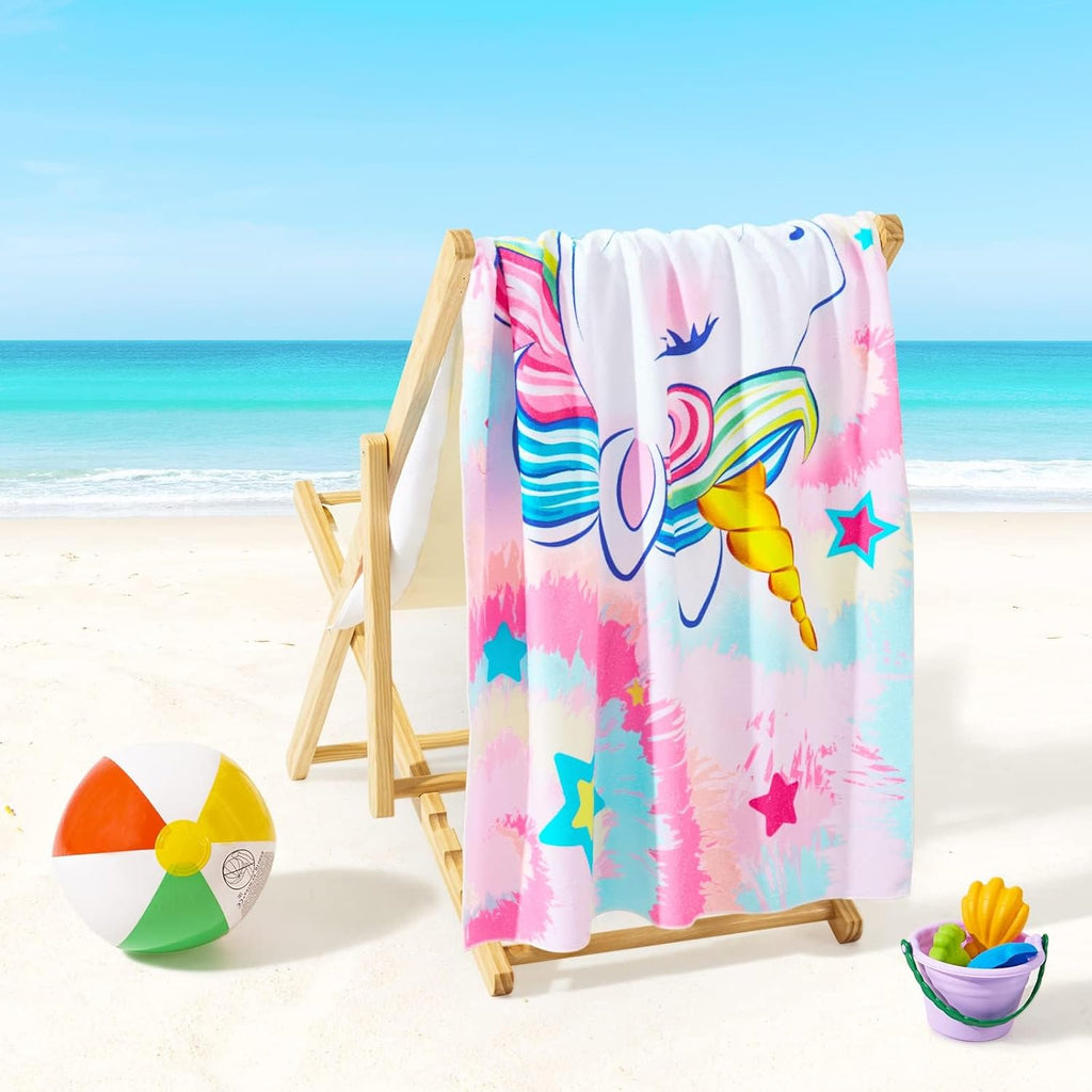 WERNNSAI Unicorn Beach Towel for Kids - Quick Dry, Ultra Absorbent, 30” x 60” | Perfect for Pool & Travel