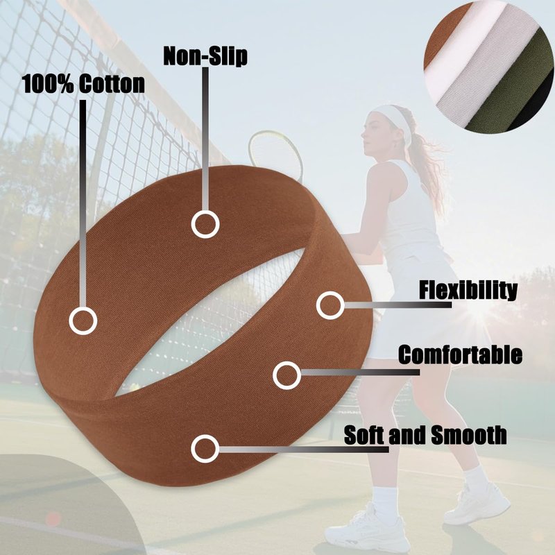 Kachanaa Sports Headbands for Women Non Slip - 6 Pcs Fashion Soft Elastic Fabric Sports Hair Bands for Women' Hair for Daily Workout Yoga Running