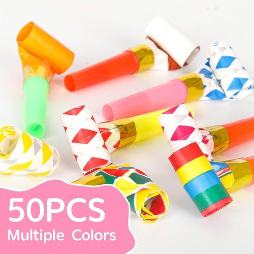 Chshhuao Funny Blowouts - 50 Pcs Party Horns for Birthdays & New Year's Celebrations