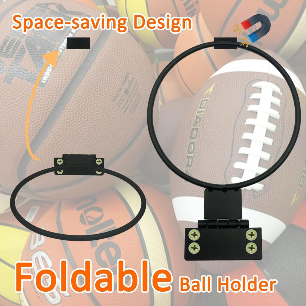 Skiennix 2-Pack Iron Wall Mounted Ball Holder - Heavy Duty Sports Storage Rack for Basketball, Football, Soccer, Volleyball